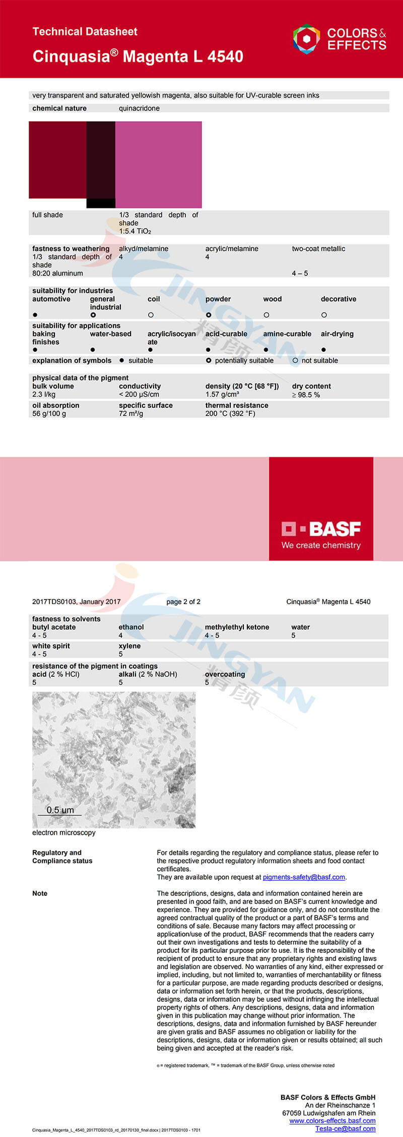 BASF Cinquasia Red L4540(R.42)巴斯夫有机颜料红L4540/RT-355-D